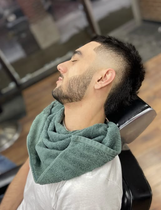 Fresh fade with hot towel finish